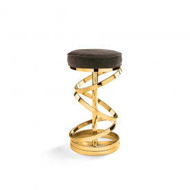 Glam counter stool: Java-chocolate Polished gold frame